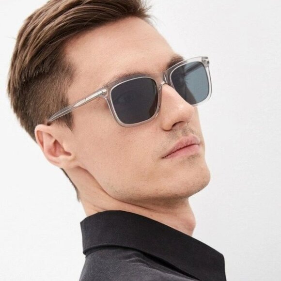 BRAND NEW Prada Women Sunglasses Grey Crystal Blue Rectangle PR18WS U430A9